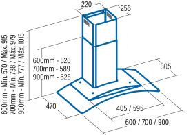 Odsavač par CATA C GLASS Nerez 600