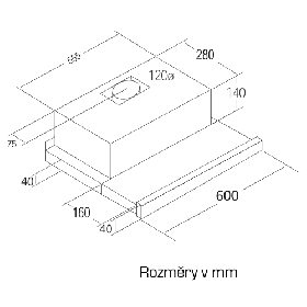 Odsavač par CATA TF 2003 Černé sklo Výsuvná 600