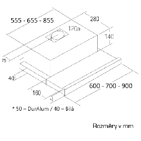Odsavač par CATA TF 2003 DurAlum Bezotisk Nerez Výsuvná 600