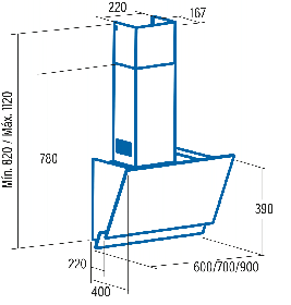 Odsavač par CATA JUNO Nerez/Bílé sklo 600