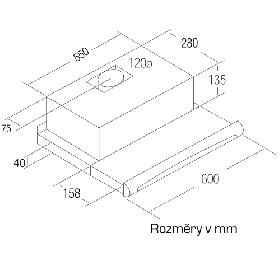 Odsavač par CATA TF 5260 Nerez Výsuvná 600