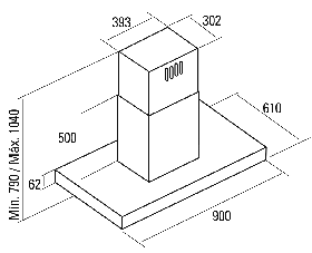 Odsavač par CATA ISLA LEGEND Nerez/Černé zrcadlové sklo 900
