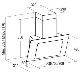 Odsavač par CATA THALASSA Nerez/Černé sklo 600