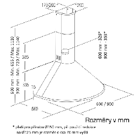 Odsavač par CATA Q Černá 600