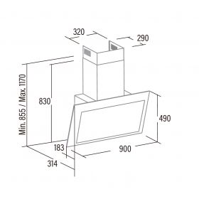 Odsavač par CATA THALASSA Nerez/Bílé sklo 900