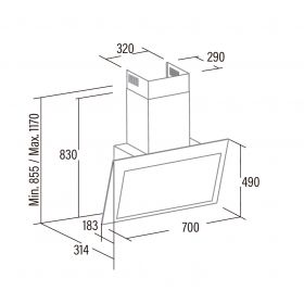 Odsavač par CATA THALASSA Nerez/Černé sklo 700